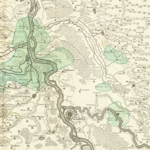 Ausschnitt einer historischen Karte von Worms und Ladenburg (1750)